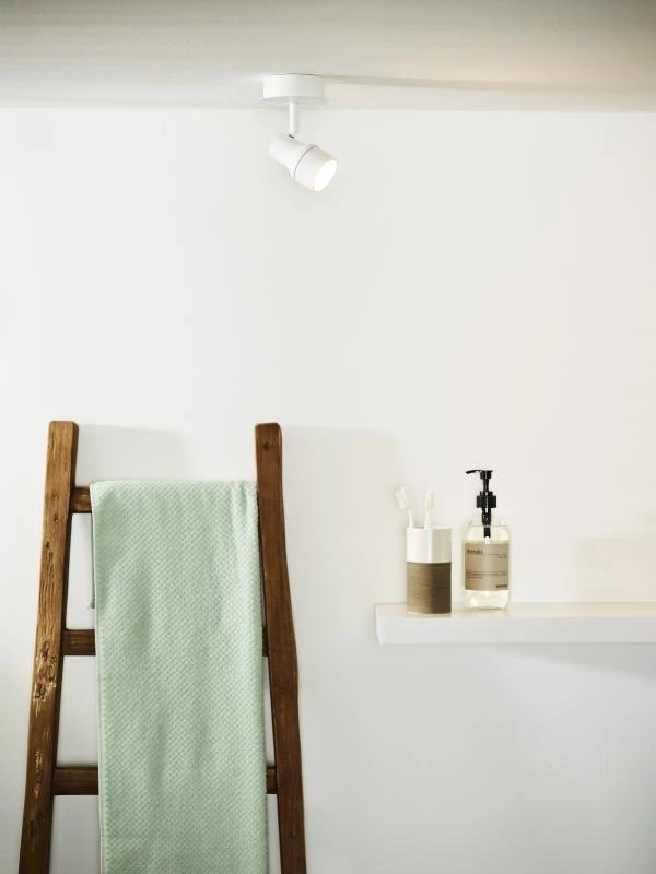 Lucide SIRENE-LED - Plafondspot Badkamer - Ø 10 cm - LED Dimb. - GU10 - 1x5W 3000K - IP44 - Wit - sfeer 1